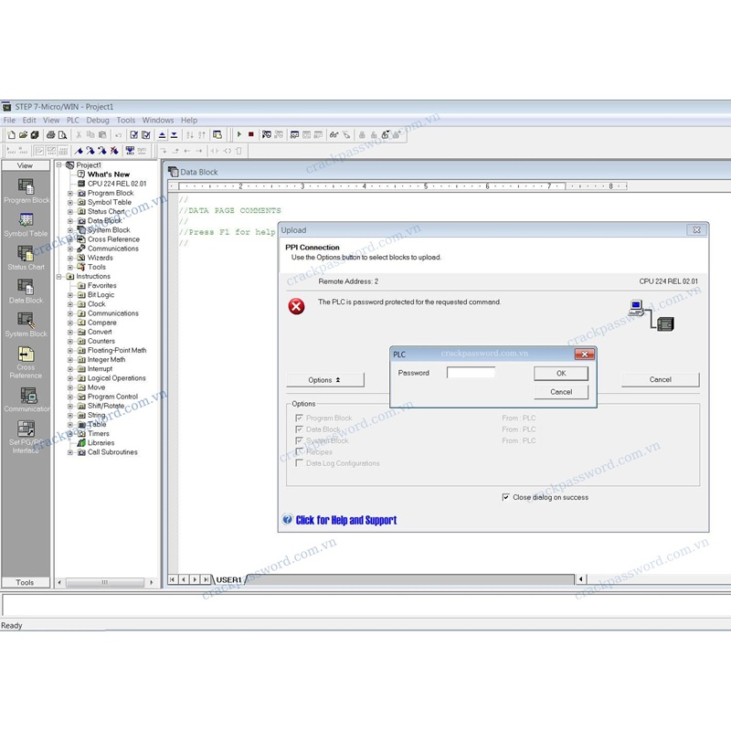 Unlock plc S7-200 CPU 224